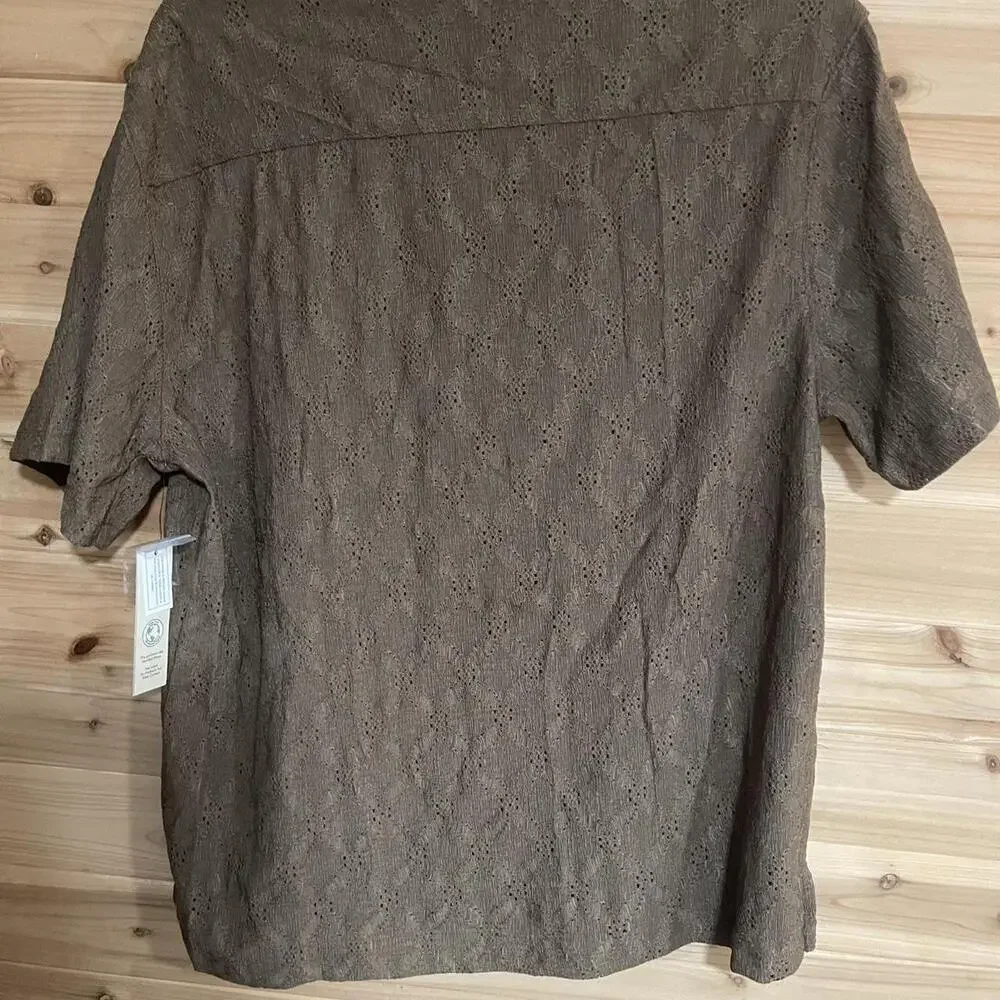 Brown Mens Button Up Crochet - Picture 5 of 8